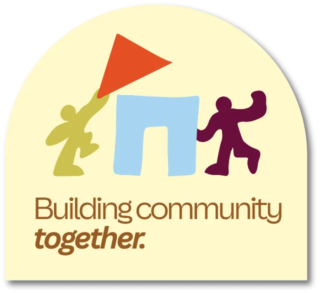 Sticker: Building community together.